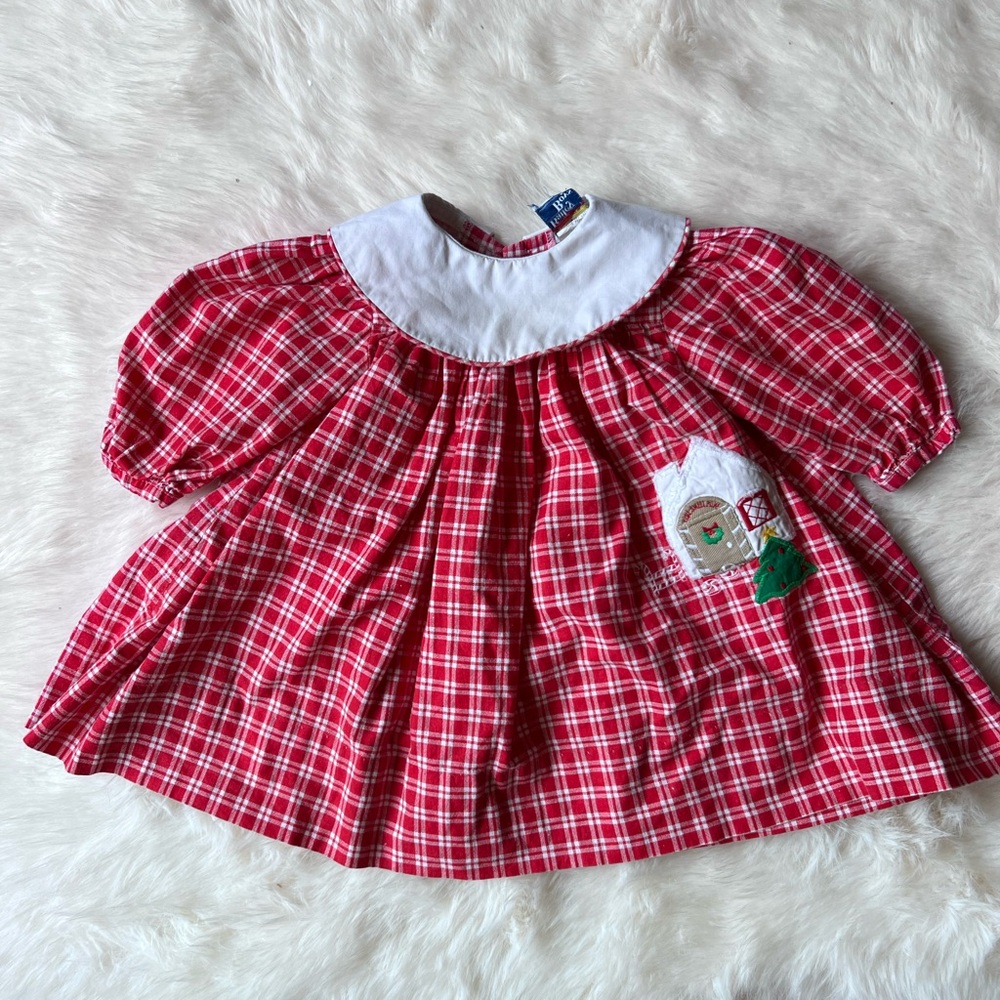 Red Plaid Kids Christmas Casual Dress